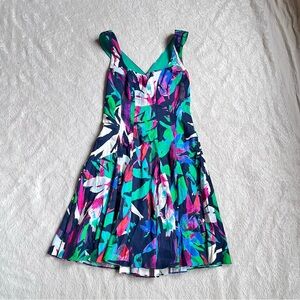 Artelier Nicole Miller tropical crisscross swing dress